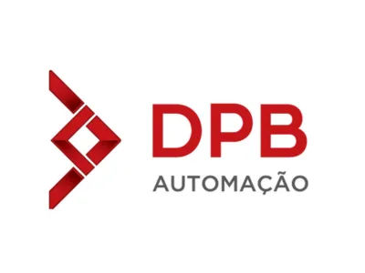 a logo with red letters