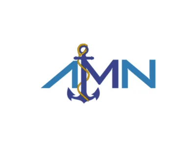 a blue and yellow anchor with a rope