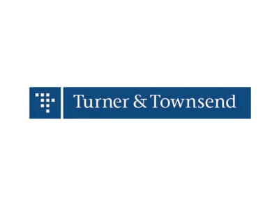 a blue and white logo